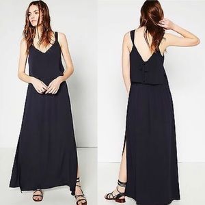 Zara Navy Maxi Dress Side Slits Size M